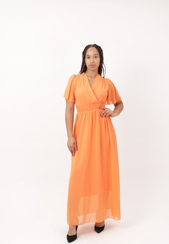Robe de soirée Elara en orange : devant