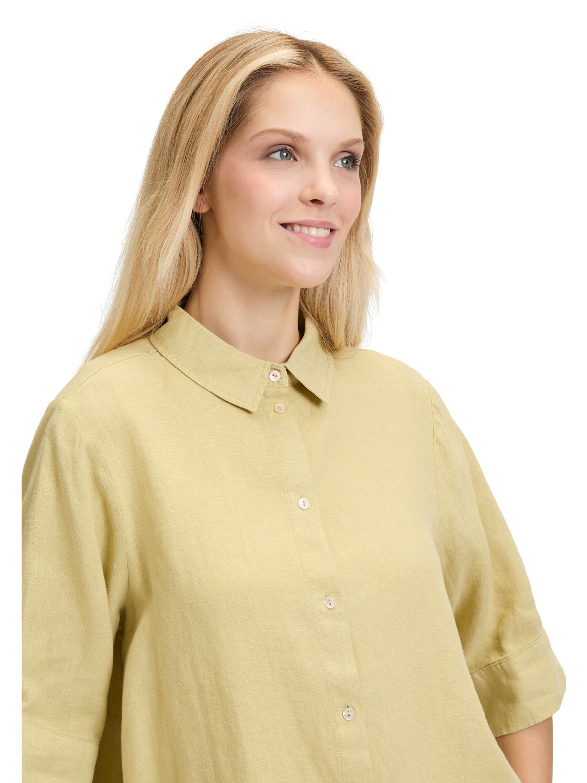 Cartoon Leinenbluse mit Kragen in Grün