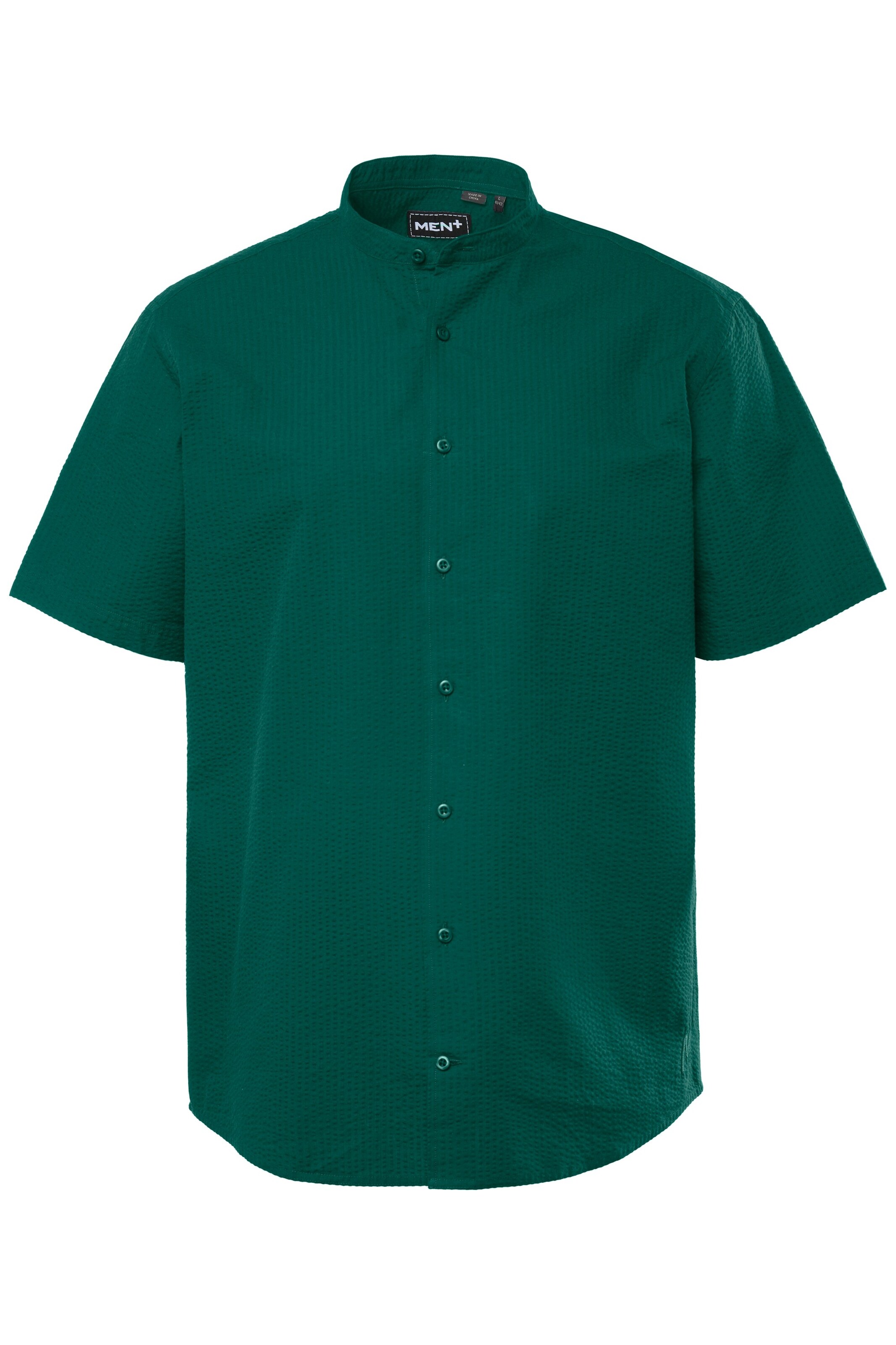 Men Plus Button Up Shirt in Green: front