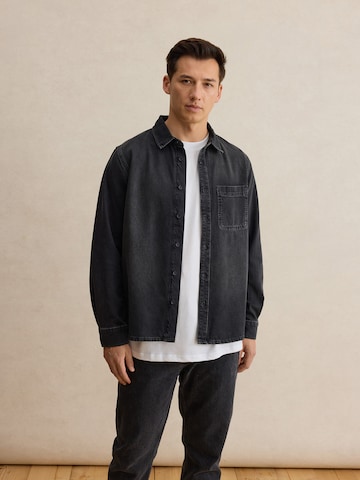 DAN FOX APPAREL Regular Fit Hemd 'Mika' in Schwarz: Vorderseite