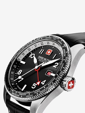 SWISS MILITARY HANOWA Analoog horloge 'HAWK EYE' in Zwart