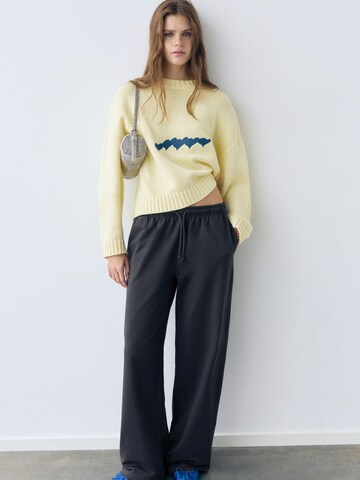 Wide Leg Pantalon Pull&Bear en bleu : devant
