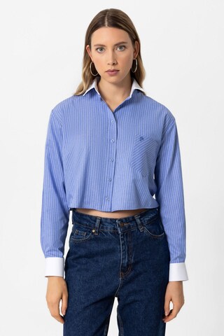 Camicia da donna 'Dilara' di DENIM CULTURE in blu: frontale
