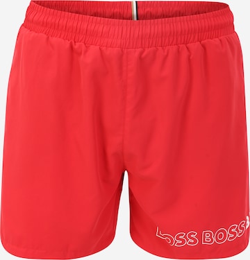 BOSS Black Plavecké šortky 'Dolphin' – červená: přední strana