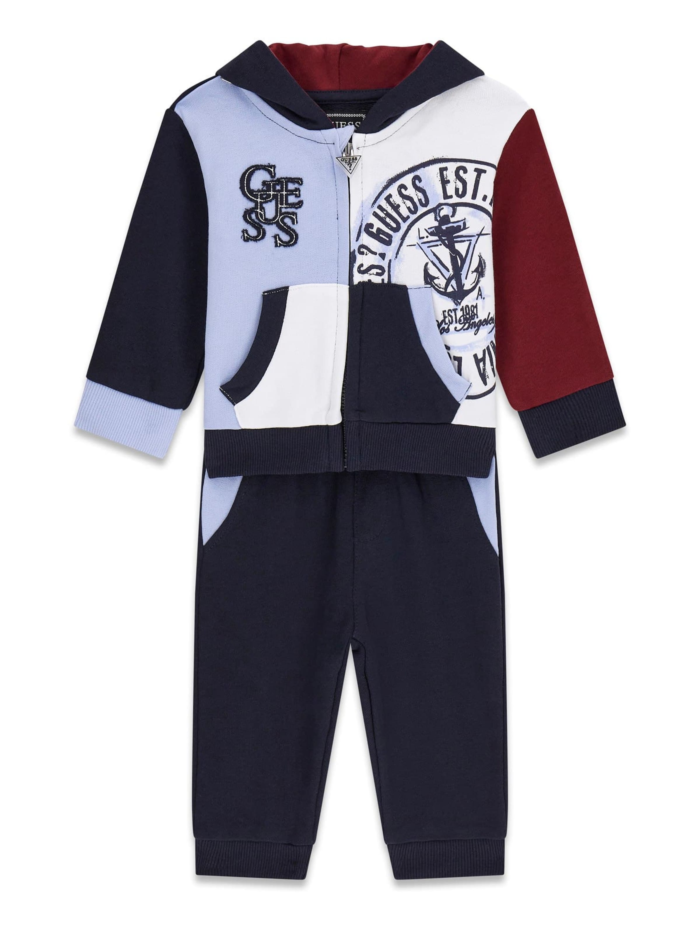 GUESS Sweatsuit in Navy / Pastel blue / Burgundy / White, Item view