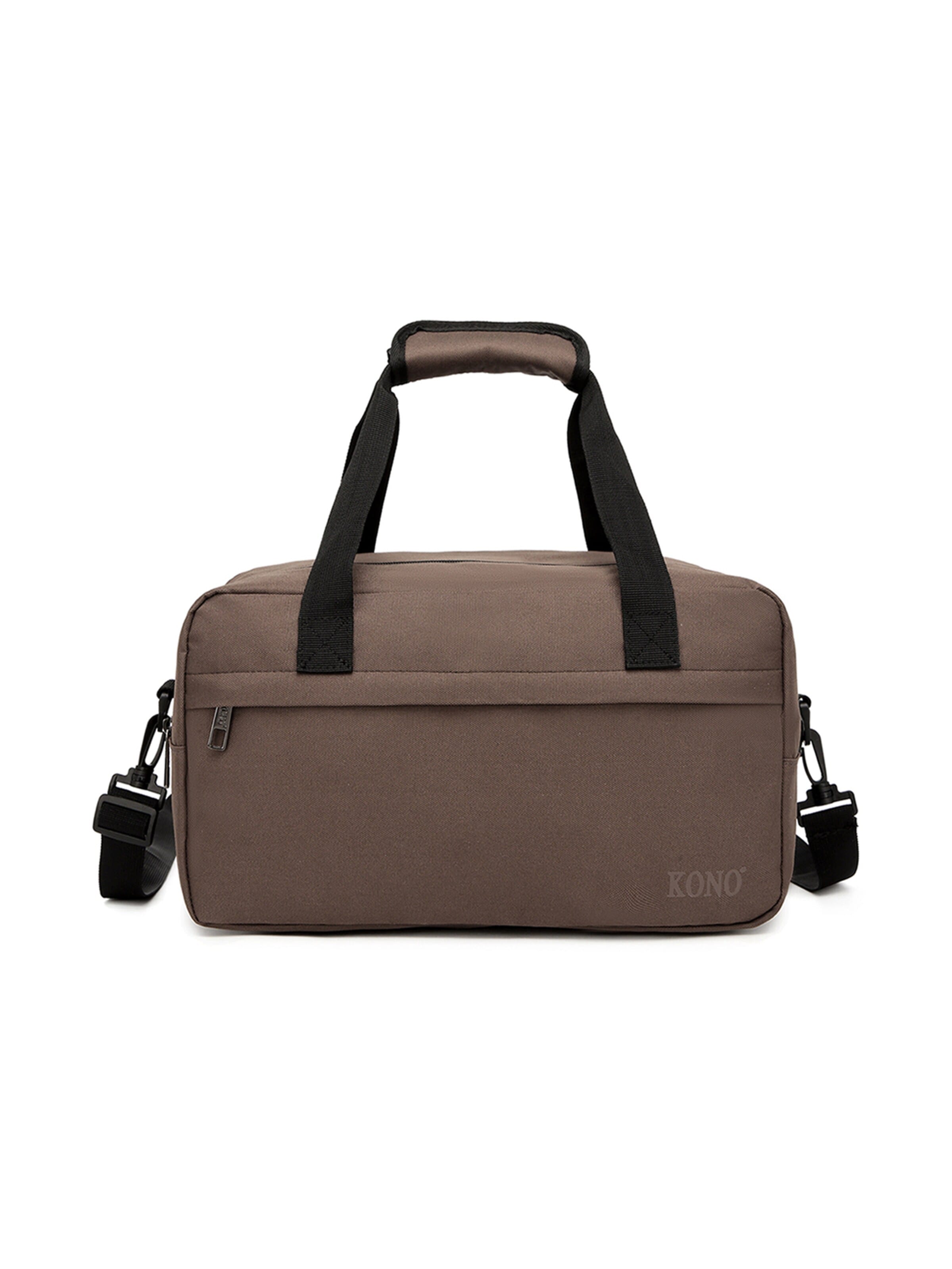 Kono Travel Bag 'KONO Kabinentasche 35×20×20cm passend für Ryanair, 14L wasserfestes Oxford, mit verstellbarem Gurt & Kofferbefestigung' in Brown: front