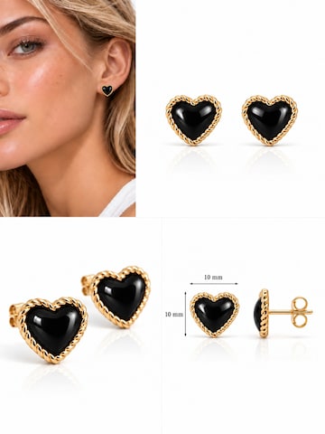 CHIVAL Earrings 'Heart Wrap Black' in Gold
