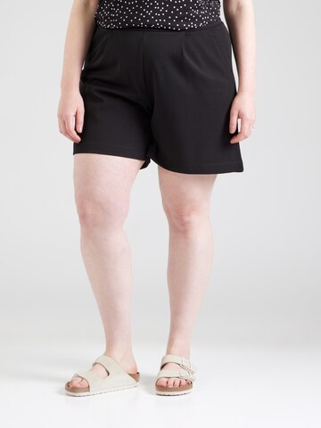 ONLY Carmakoma Regular Trousers with creases in Black: front