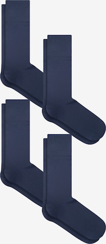 Albero Natur Socks 'Bio-Baumwoll-Socken mit längerem Bündchen - 4er Pack' in Blue: front