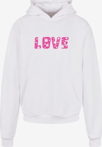 Merchcode Sweatshirt 'Valentines Day - Flowers Love' in Weiß: predná strana