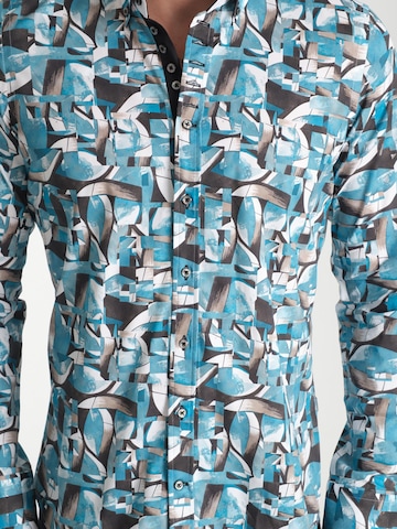 Slim fit Camicia business 'Donatello Iconic Poplin Stretch Man Shirt Green White' di 7Camicie in verde