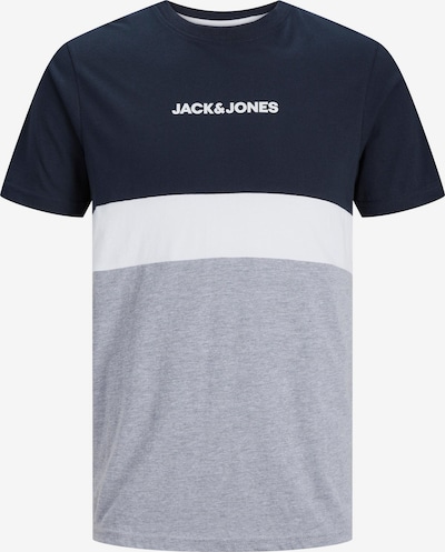 JACK & JONES Majica 'Reid' | mornarska / pegasto siva / bela barva, Prikaz izdelka