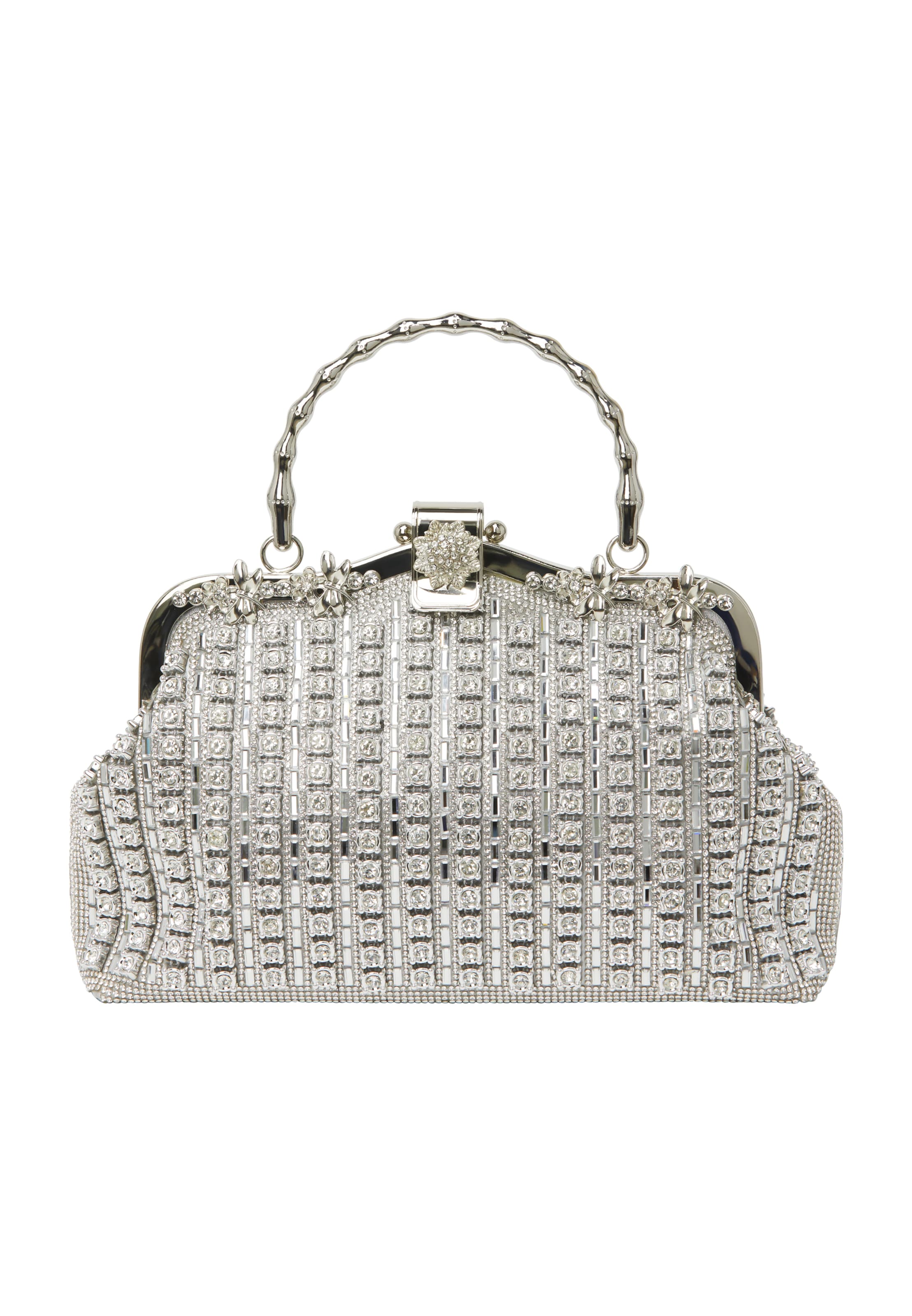 Clutch de la faina pe argintiu: față