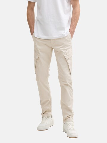TOM TAILOR Tapered Cargo Pants in Beige: front