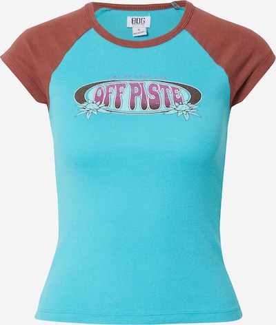 BDG Urban Outfitters T-shirt 'OFF PISTE' en turquoise / marron / baie / noir, Vue avec produit