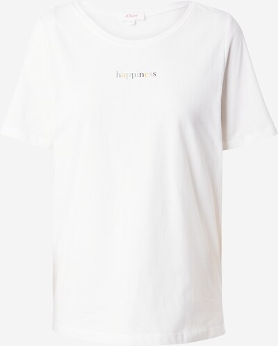 s.Oliver T-shirt en écru / gris argenté / vert foncé / orange clair, Vue avec produit