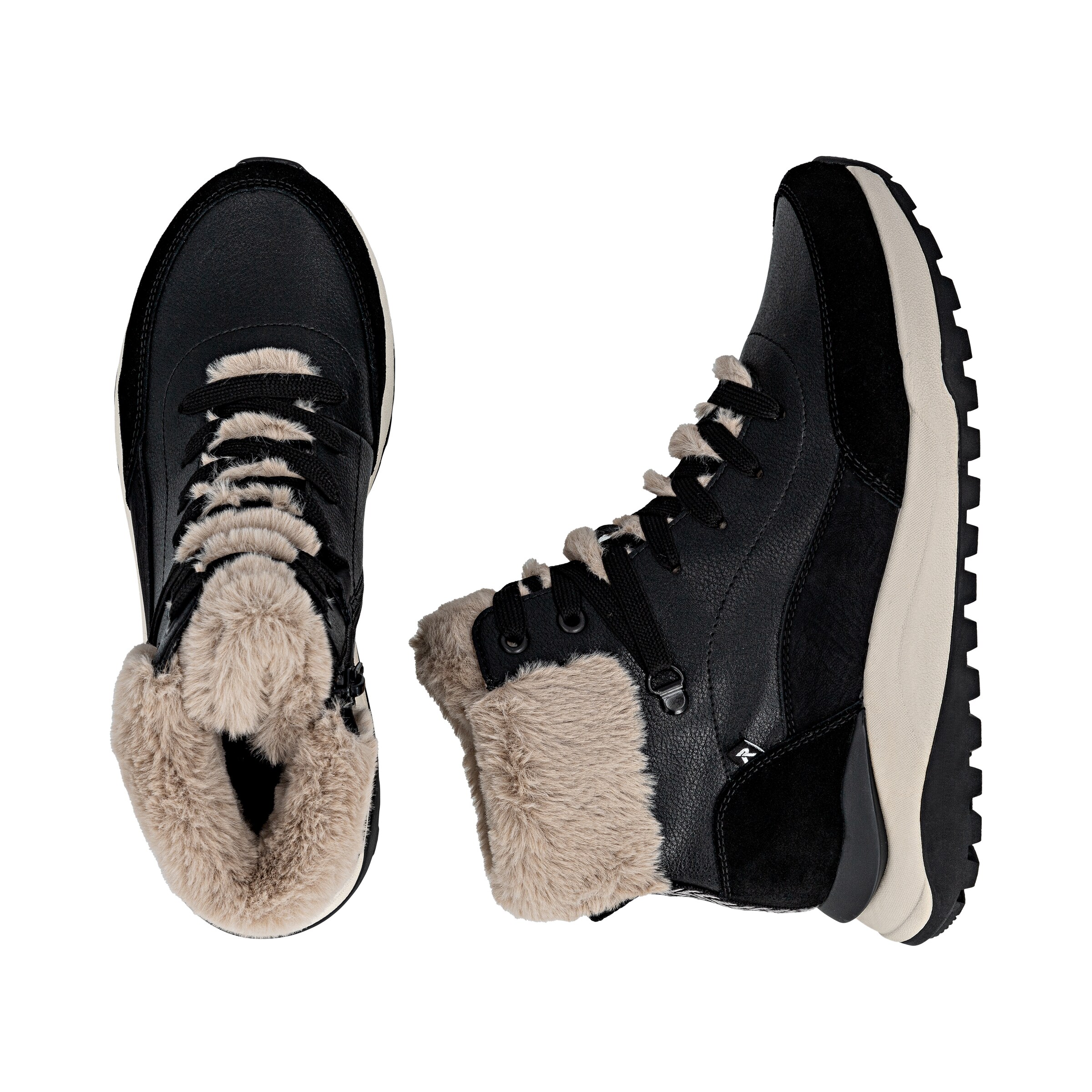 Rieker Lace-Up Ankle Boots in Black