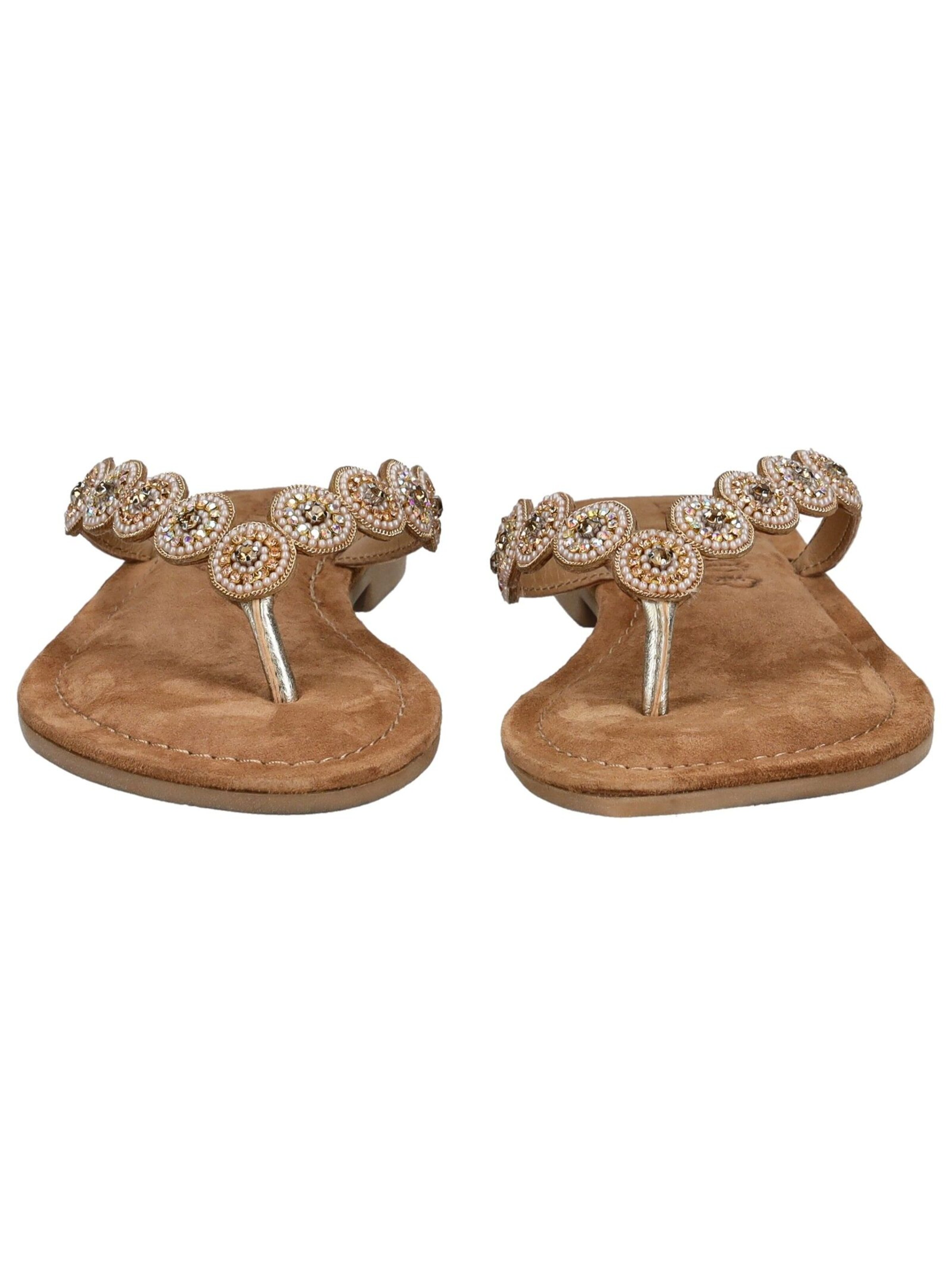 LAZAMANI T-Bar Sandals in Gold