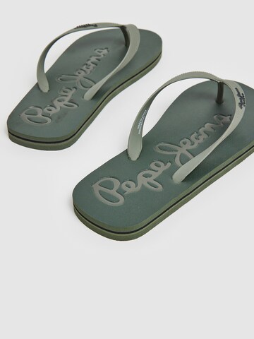 Pepe Jeans T-Bar Sandals 'Bay Beach' in Green