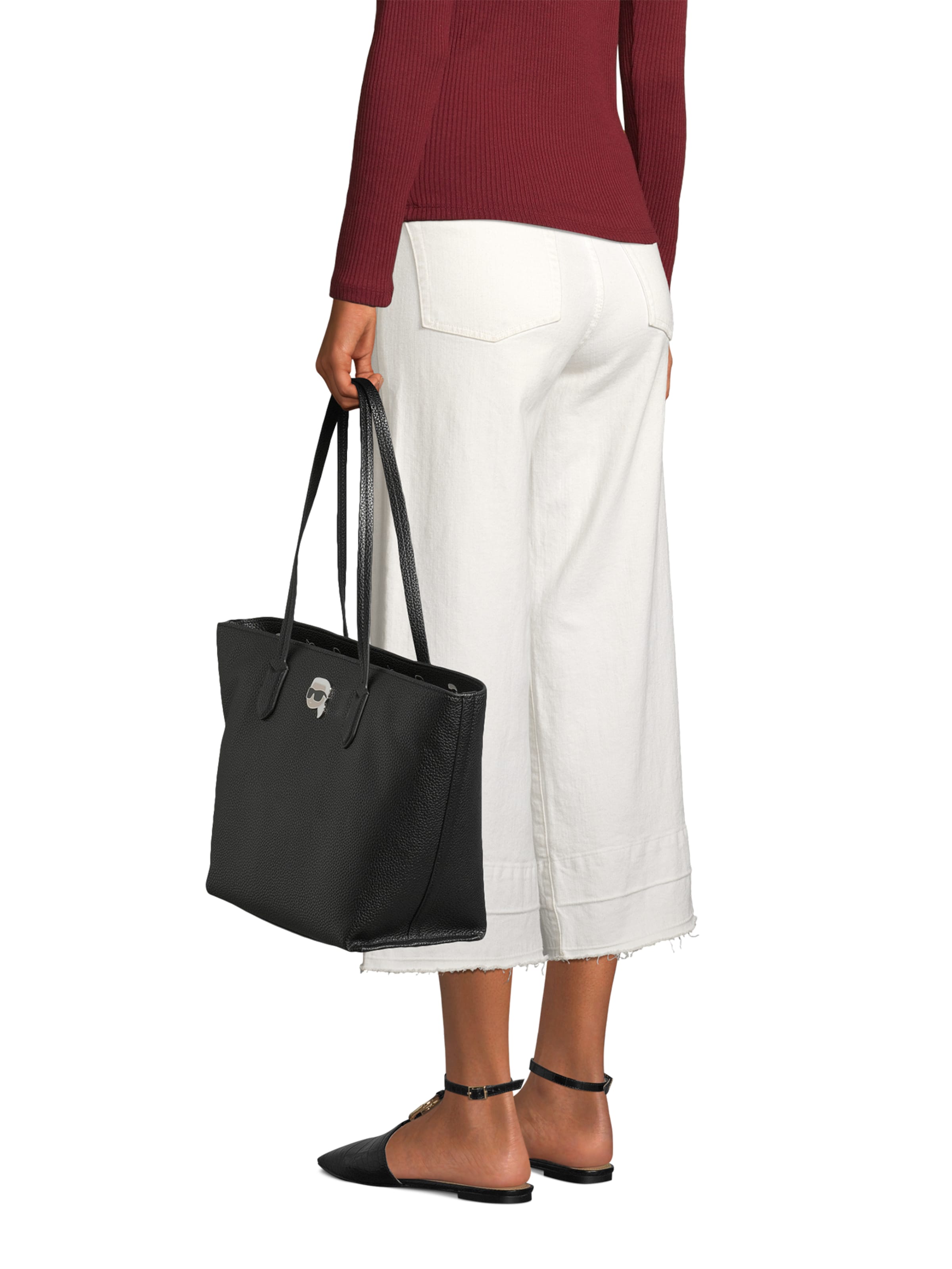 Karl Lagerfeld Kézitáska 'Ikon Pebble' - fekete: elől