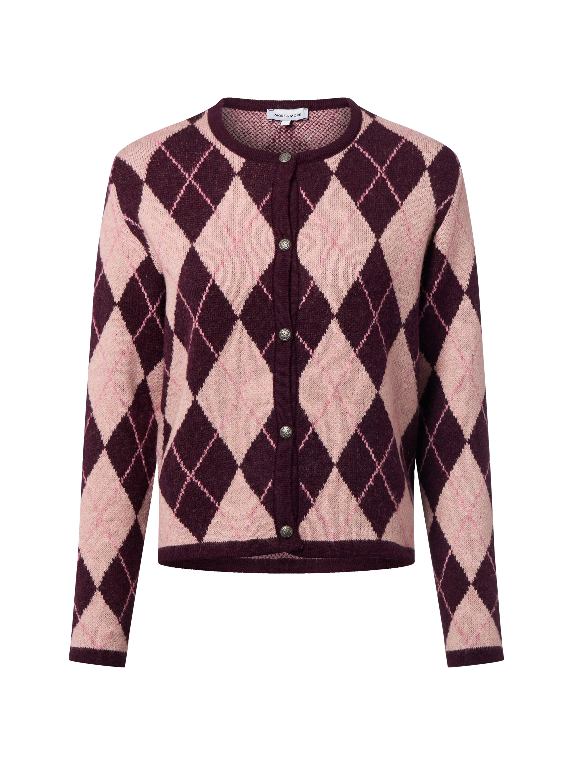 MORE & MORE Strickjacke in altrosa / pinkmeliert / weinrot, Produktansicht