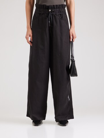 Wide leg Pantaloni di 10Days in nero: frontale