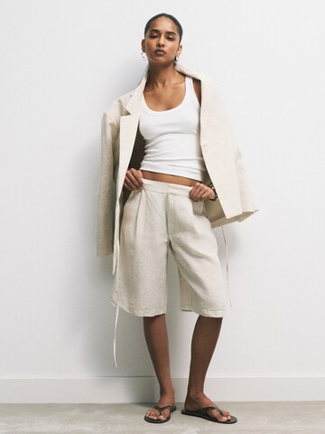 Wide Leg Pantalon à pince Pull&Bear en blanc