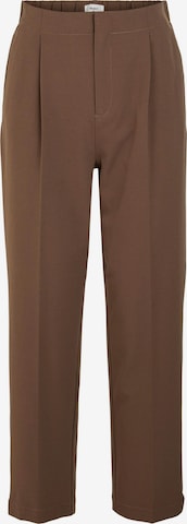OBJECT Loose fit Pleat-Front Pants 'Sanni' in Brown: front