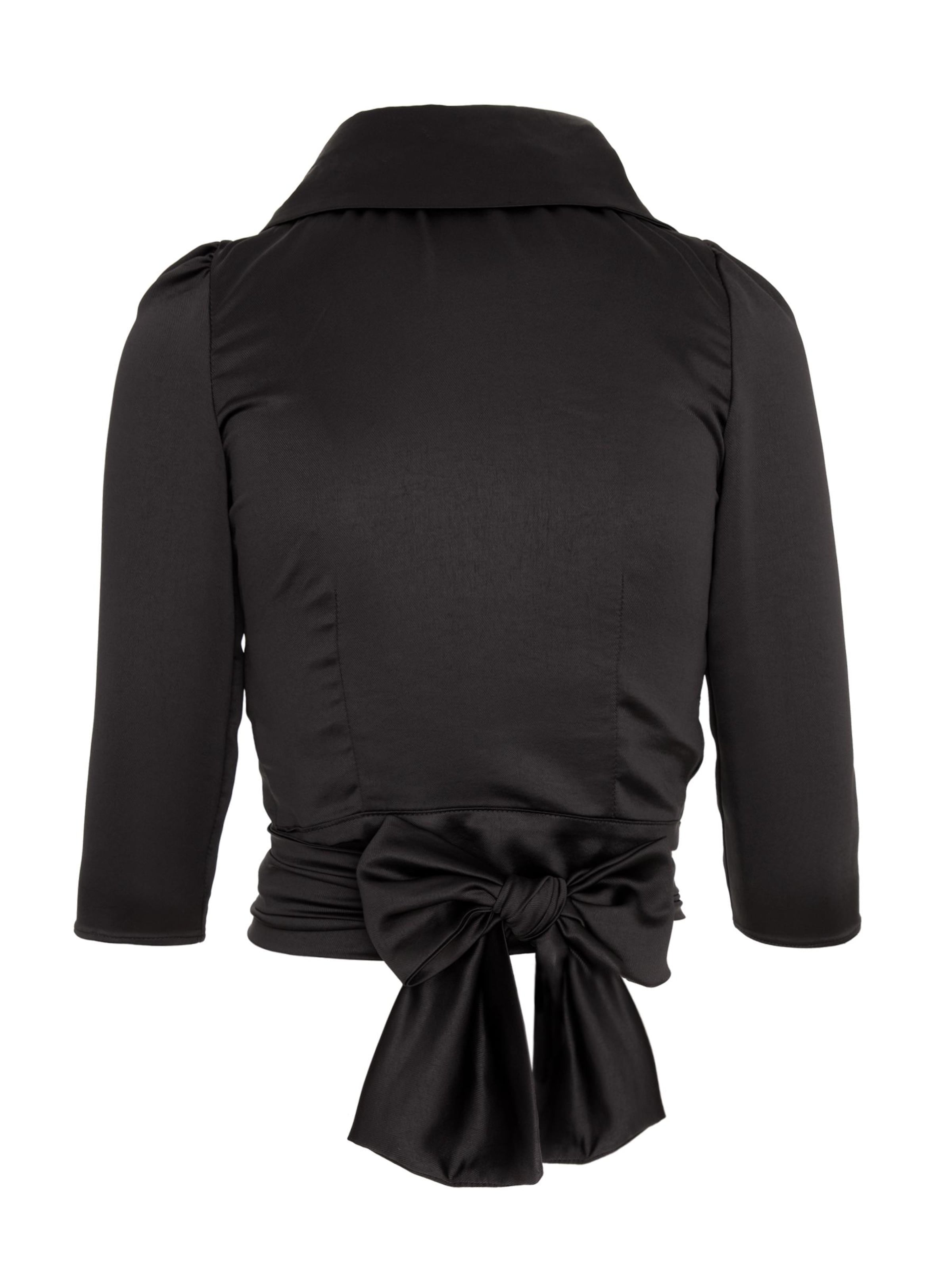AVENUE N°29 Bluse 'Satin Lapel Wrap Blouse With Bow'‌‌‌‌‌‌‌‌ in Schwarz
