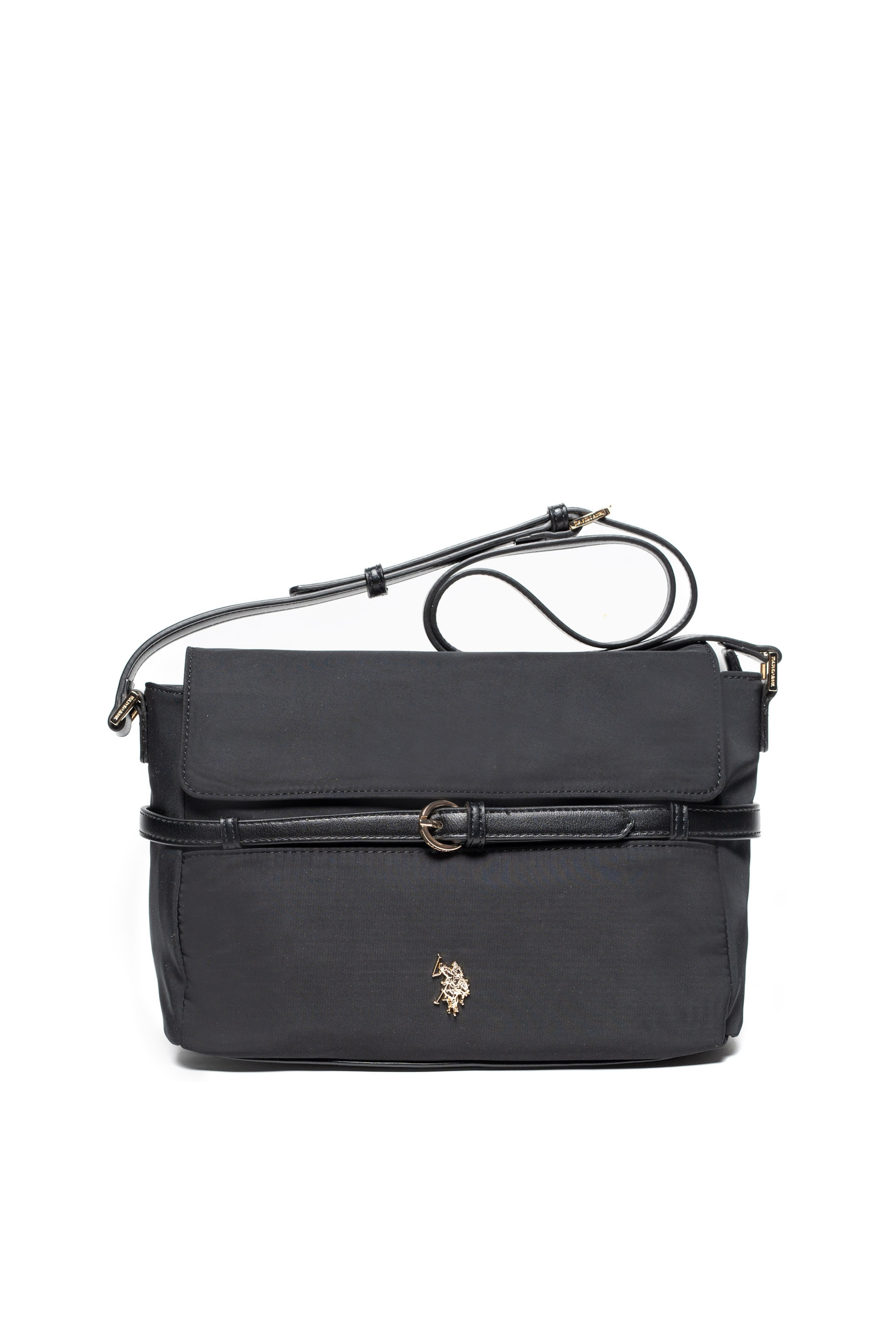 U.S. POLO ASSN. Handtasche 'HOUSTON FLAP' in Schwarz: Vorderseite
