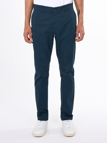 KnowledgeCotton Apparel Regular Chino Pants 'LUCA' in Blue: front