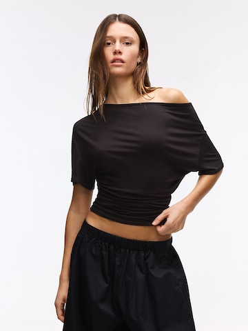 Bershka Shirt in Zwart: voorkant