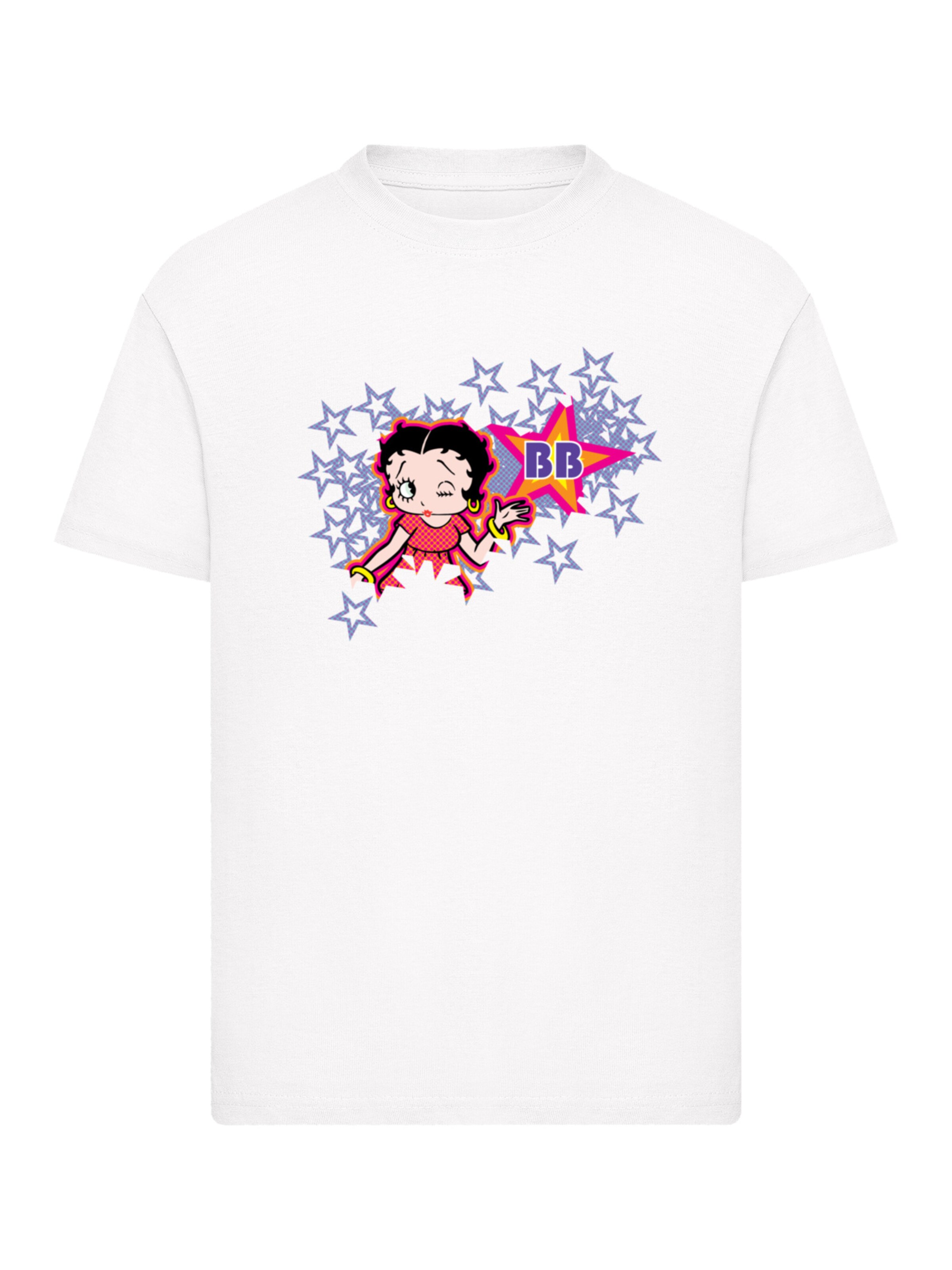 T-Shirt 'Betty Boop Purple Stars And Dots' F4NT4STIC en blanc : devant