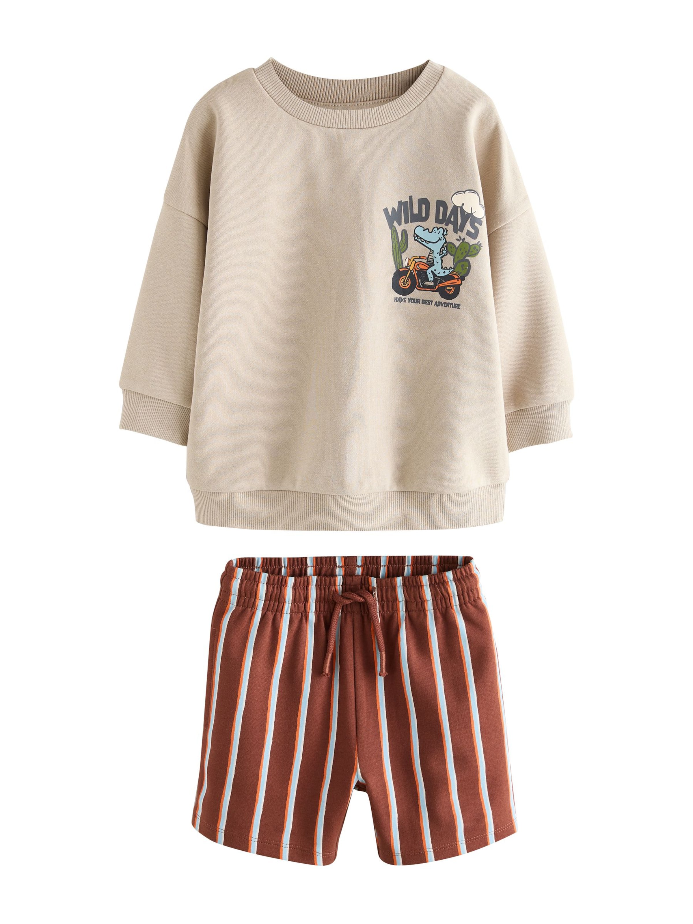 Next Set: Sweatshirt und Shorts in Beige: Vorderseite