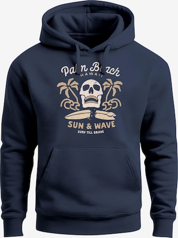 Neverless Sweatshirt 'Skull Surfing' in Blau: Vorderseite