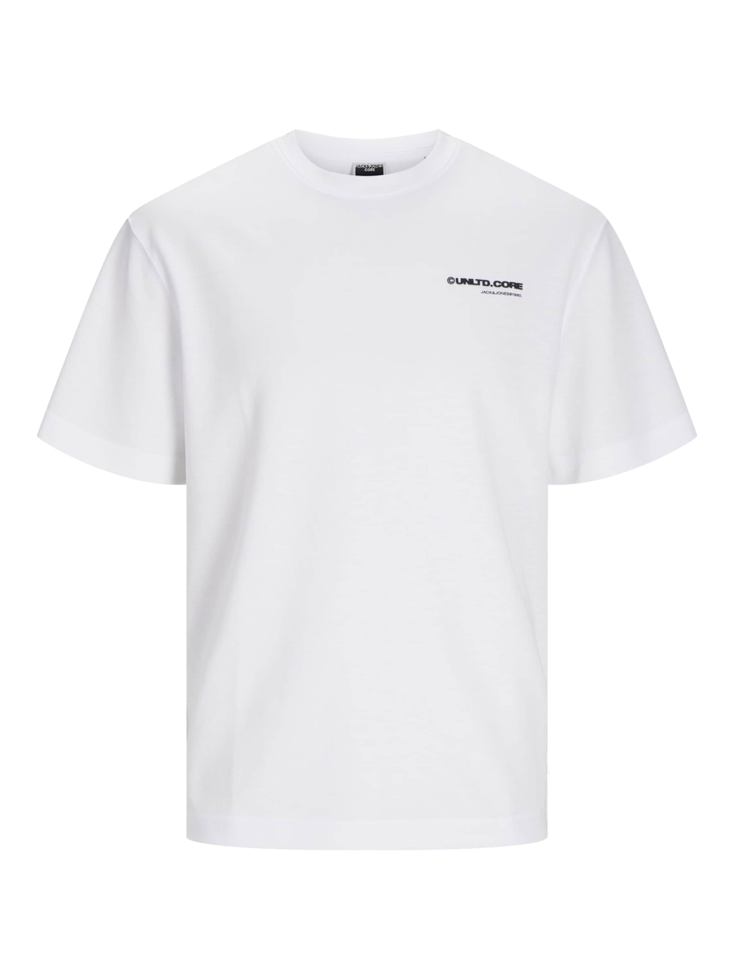 JACK & JONES Shirt 'JCOAERO PRINT TEE SS CREW NECK' in White: front