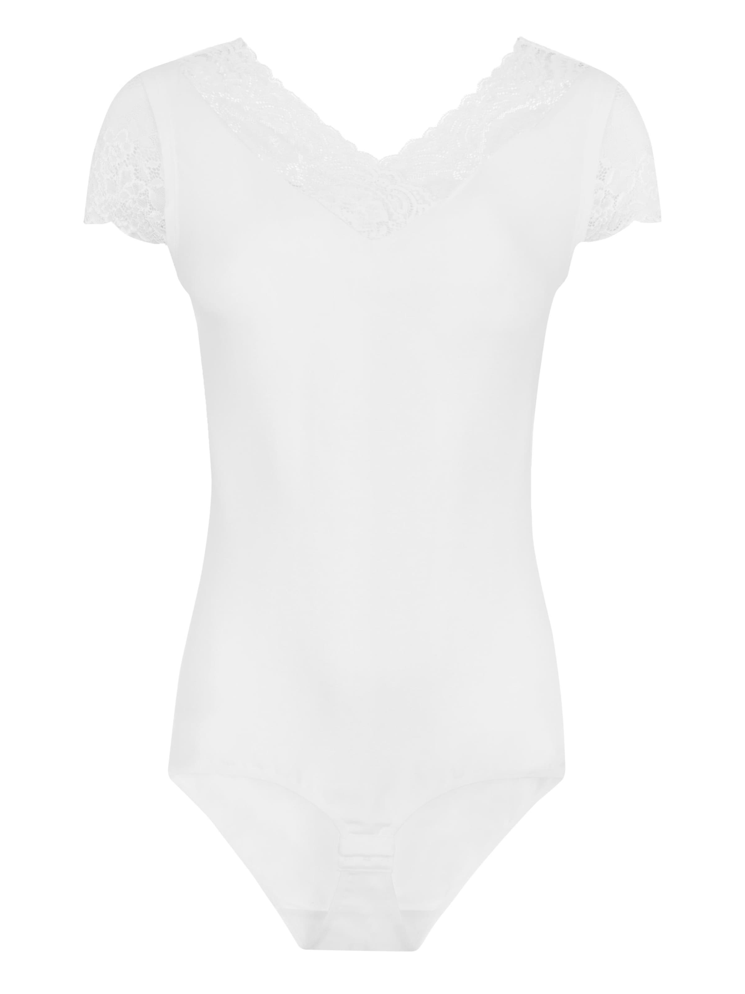 Evoni Shirt Bodysuit 'mit Spitzenärmeln' in White: front