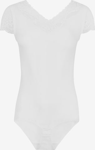 Evoni Shirtbody 'mit Spitzenärmeln' in Weiß: Vorderseite