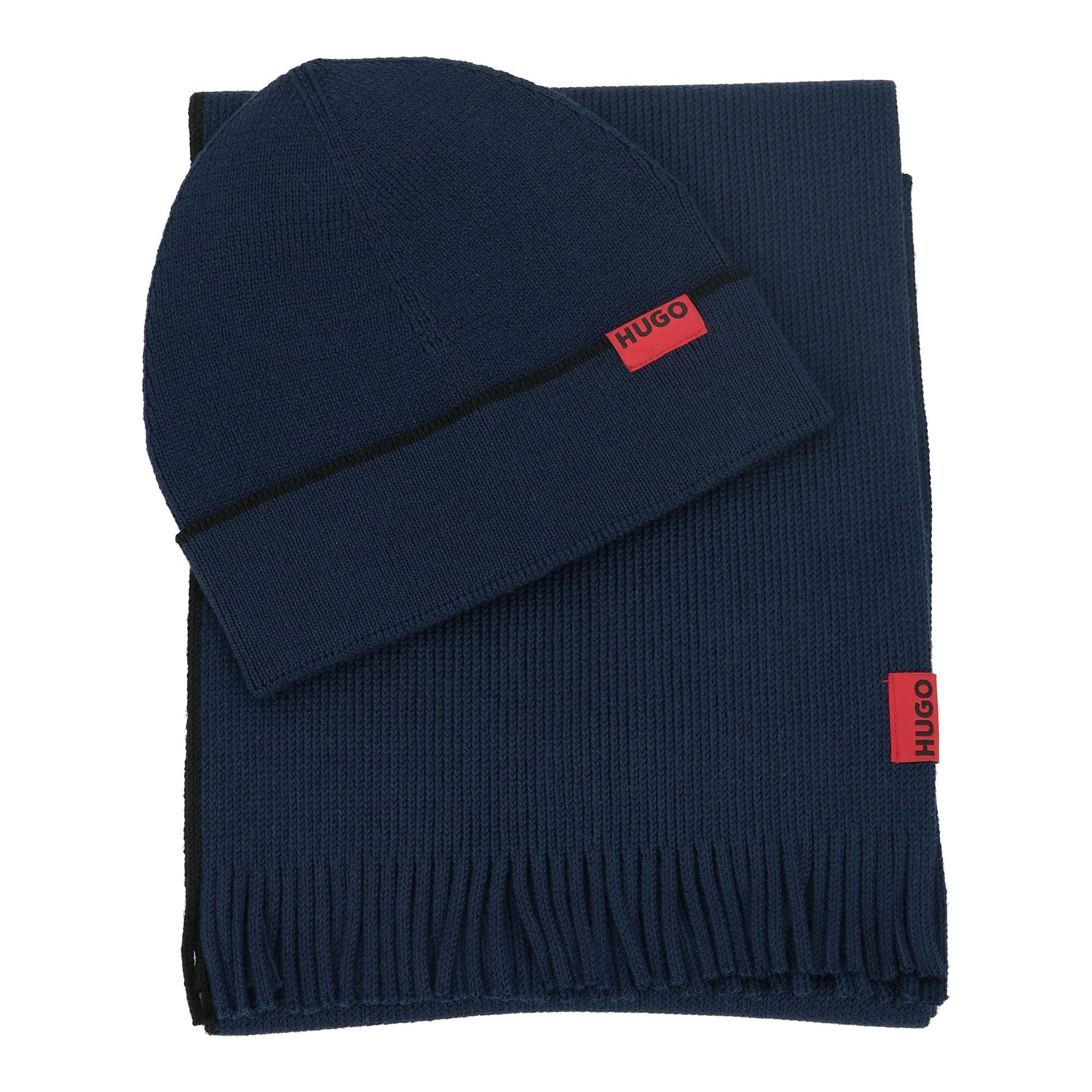 HUGO Schal und Mütze 'Zaschel' in Blau: Vorderseite