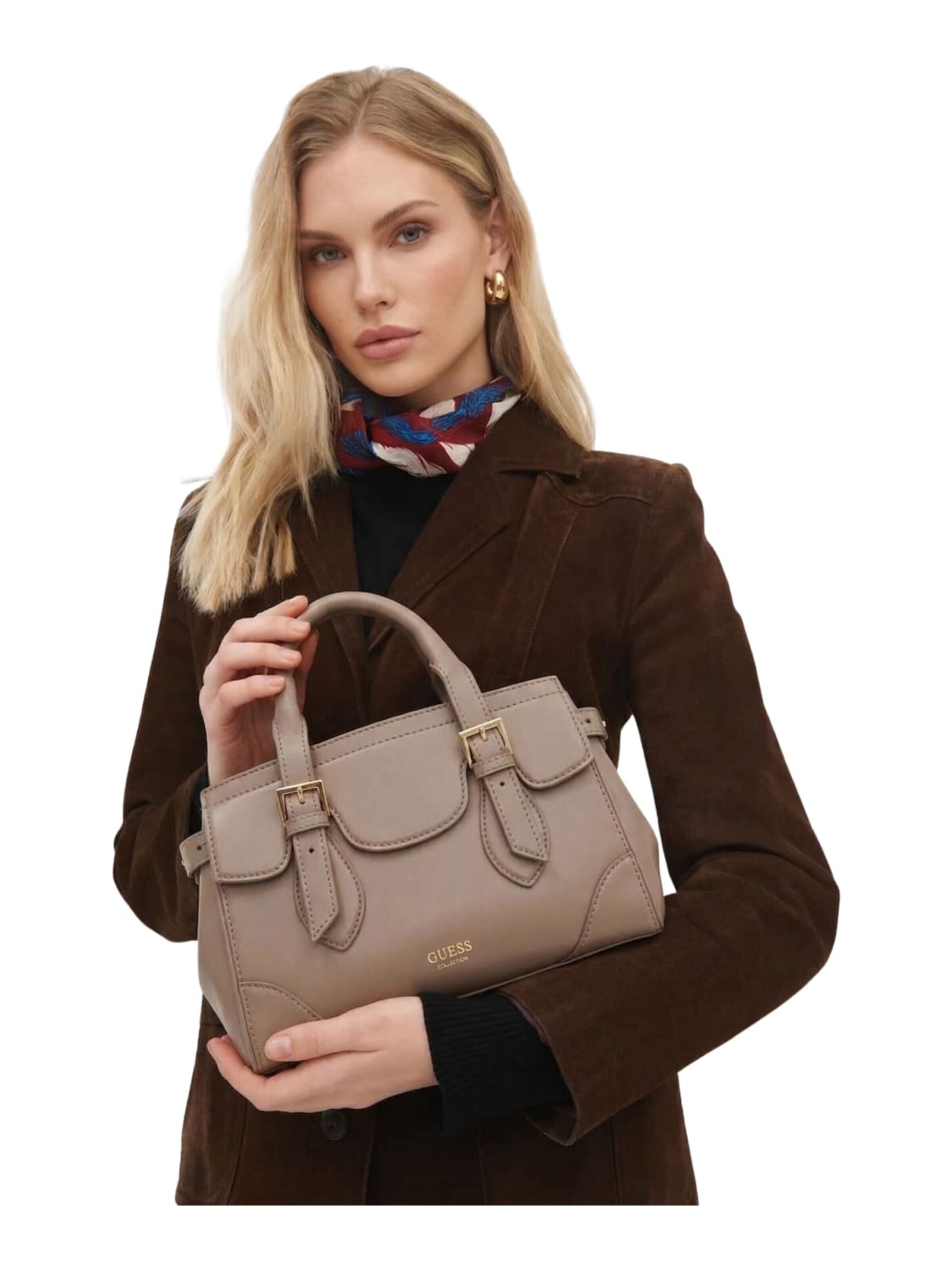 GUESS Käsilaukku 'Bandoulière Diana Maxi Satchel Ataupe' värissä ruskea: etupuoli