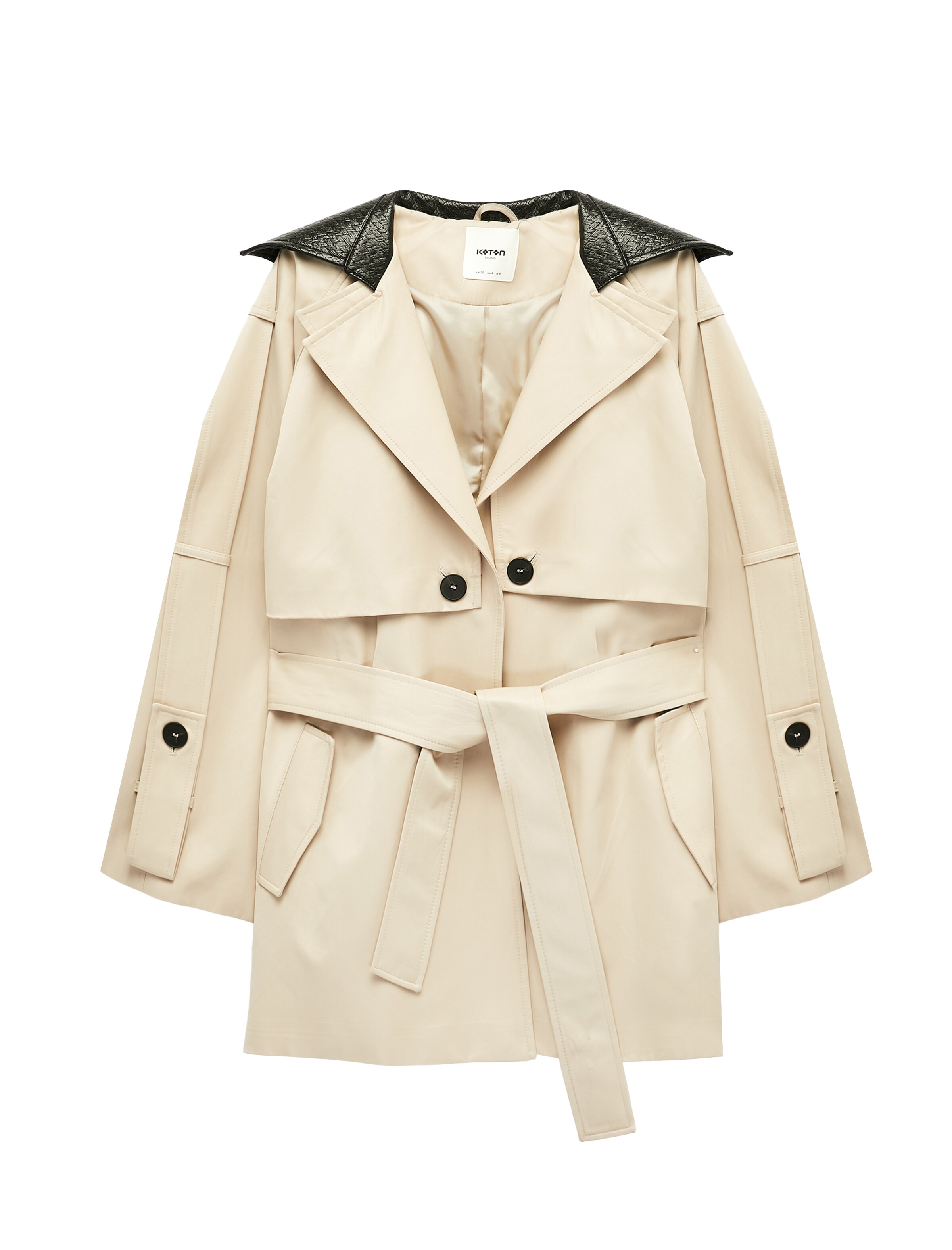 Koton Between-Seasons Coat in XS in Dark brown / Stone, Item view