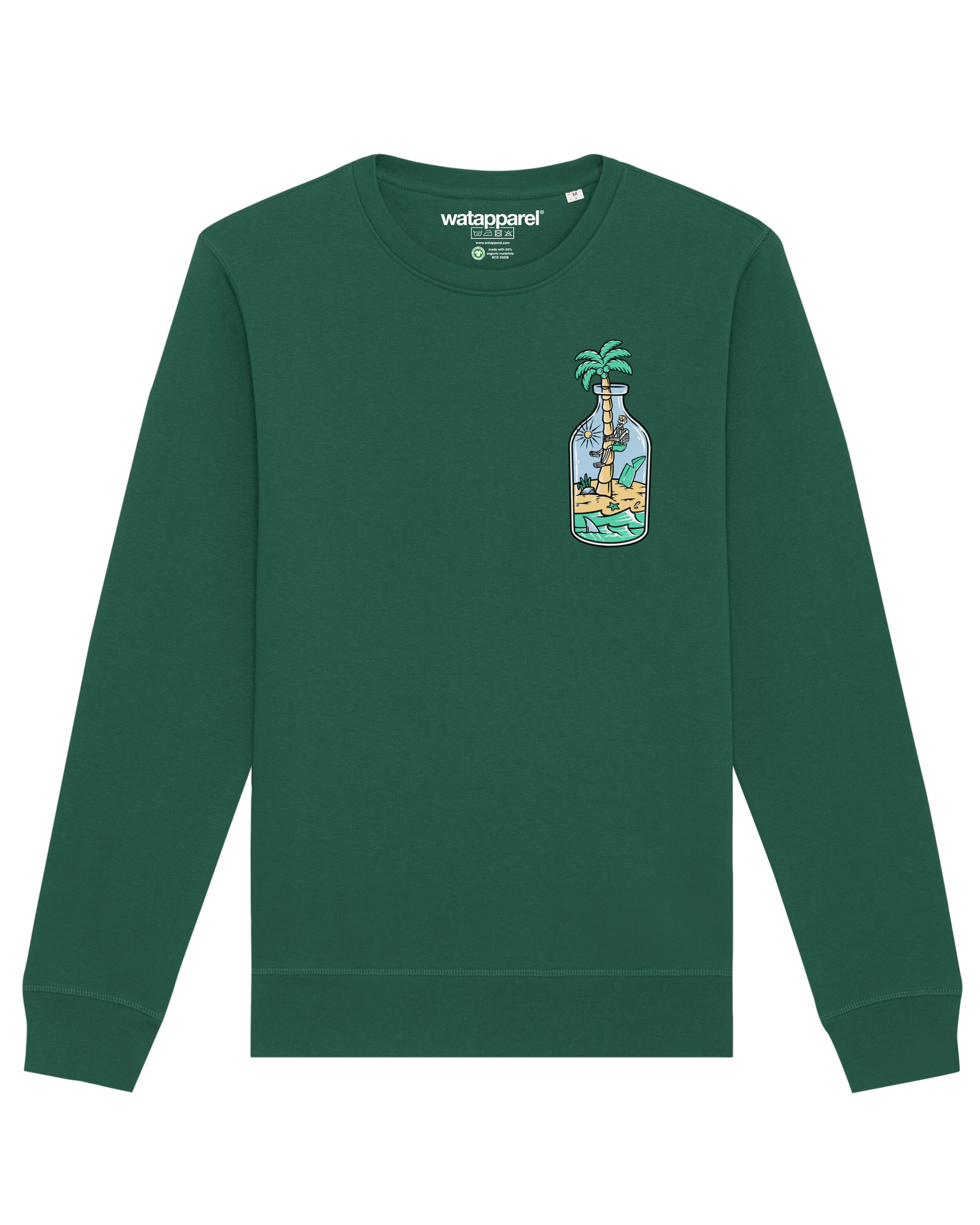 Watapparel Sweatshirt 'Holiday in a bottle' in Grün: Vorderseite