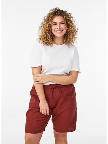 Zizzi Lużny krój Spodnie 'Jeasy' w kolorze czerwony