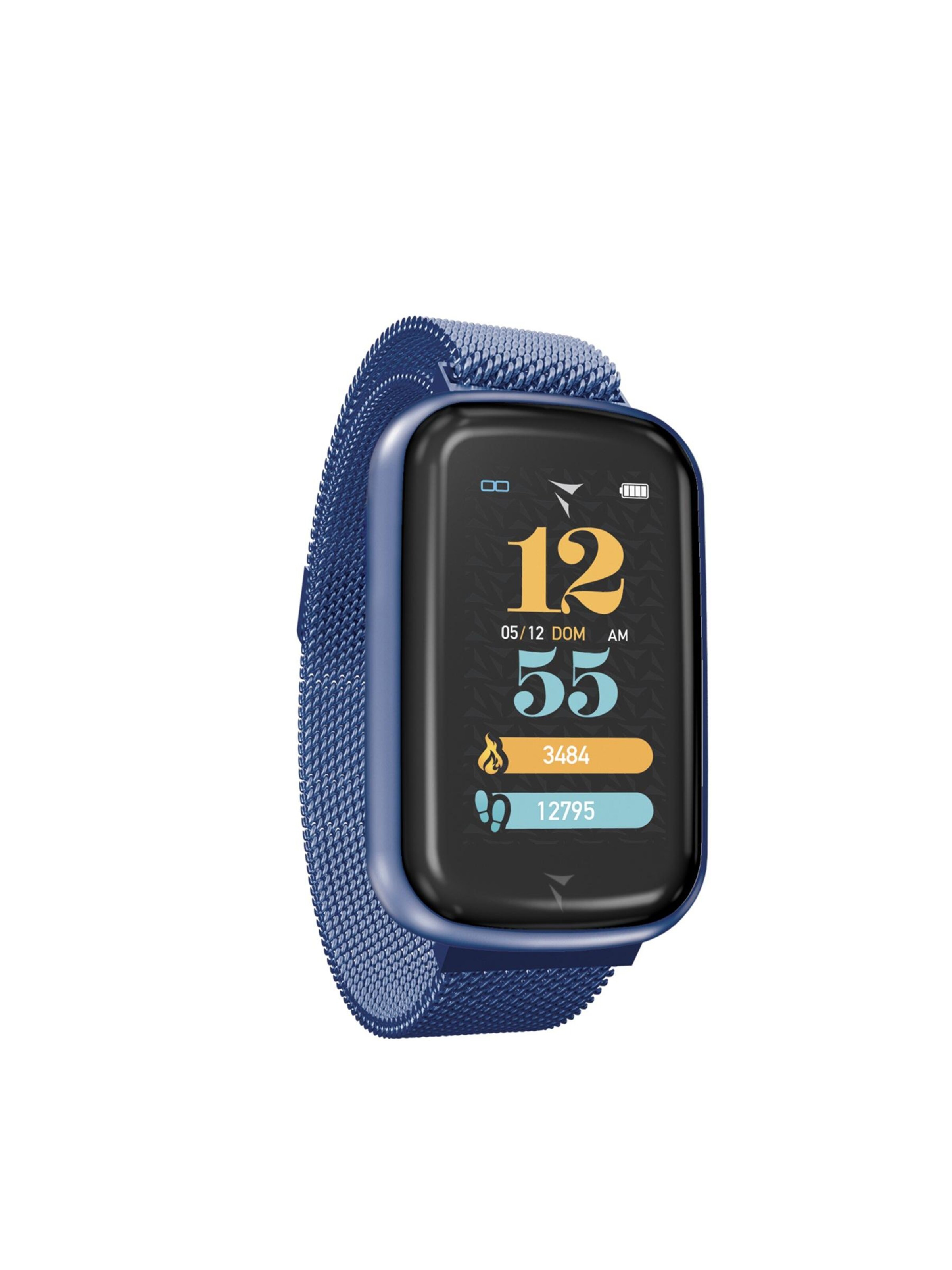 Techmade Digital Watch 'Smart Watch STEPS Metal Silver' in Blue