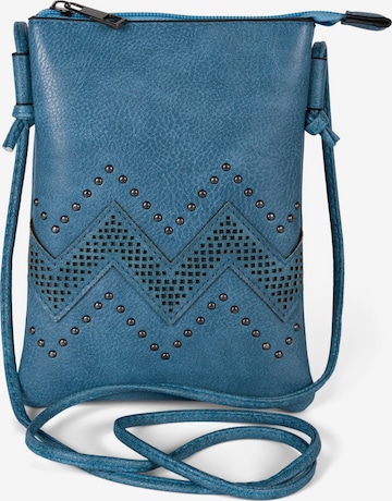 styleBREAKER Umhängetasche 'Mini Umhängetasche ZickZack Cutout Nieten' in Blau: Vorderseite