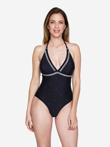 JOOP! Bustier Badeanzug ' Polka Dots ' in Schwarz: Vorderseite