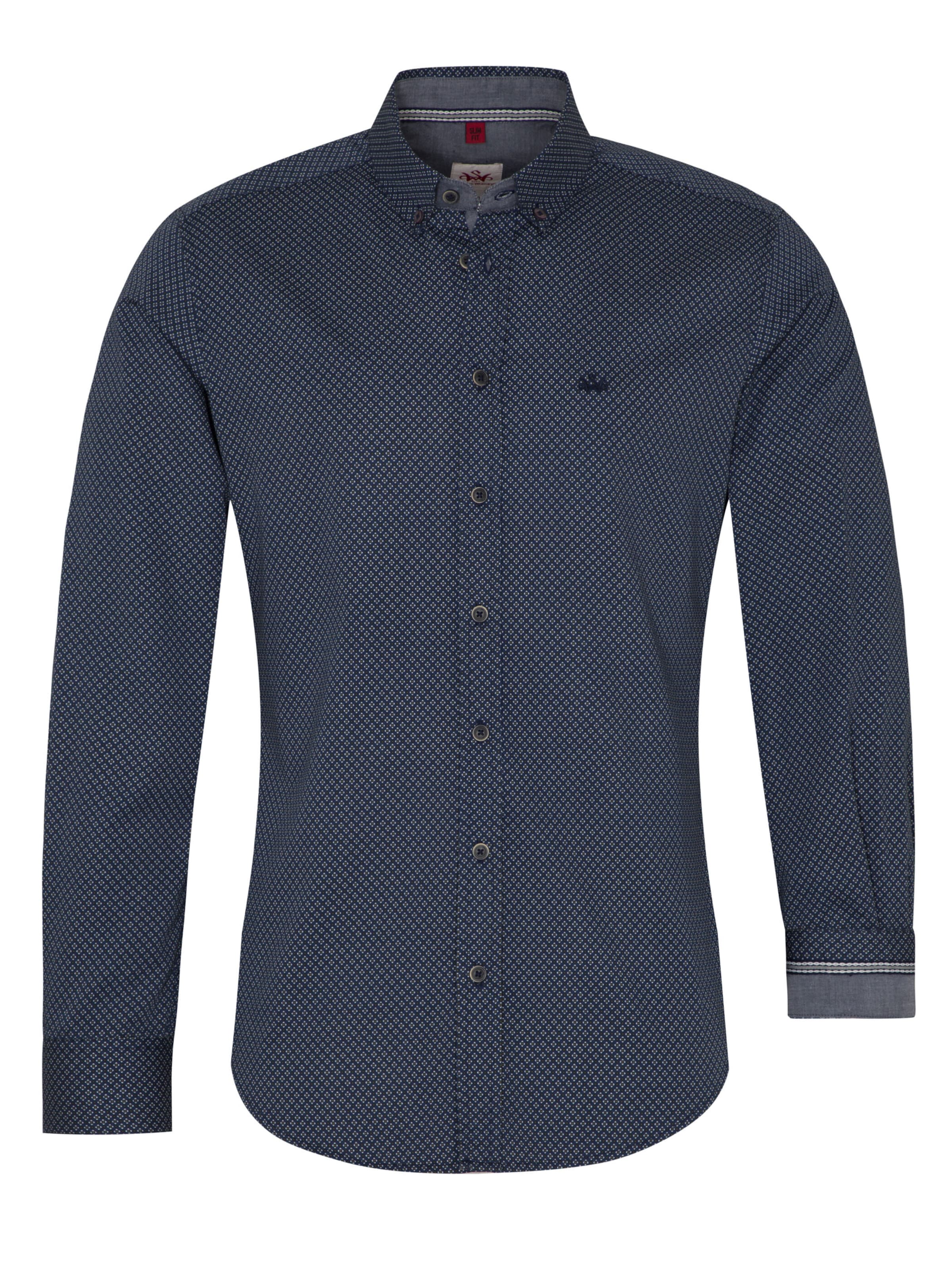 Coupe slim Chemise folklorique 'Darios' SPIETH & WENSKY en bleu : devant