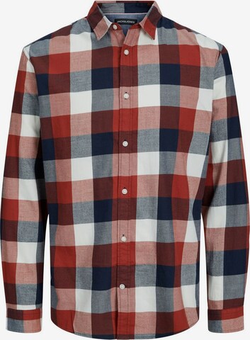 JACK & JONES Slim fit Button Up Shirt in Red: front
