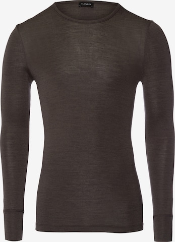 Hanro - Camisa ' Woolen Silk ' em castanho: frente