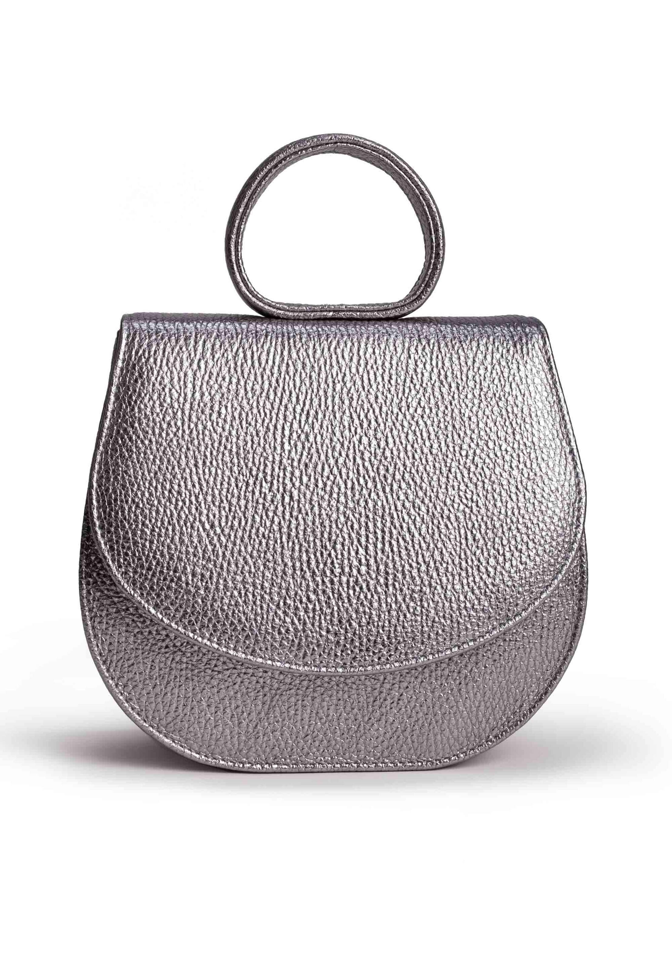 Gretchen Schultertasche 'Ebony Mini Loop Bag' in Silber: Vorderseite